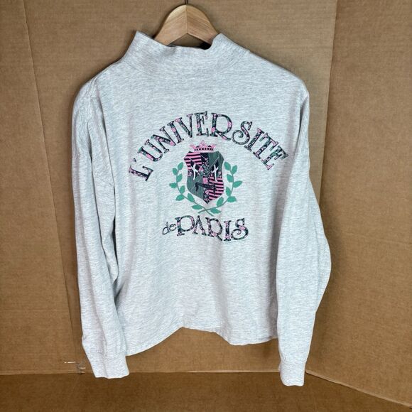 Vintage L’Universite De Paris Long Sleeve Shirt, OSFA/Large, Graphic, Grey, - Picture 1 of 10